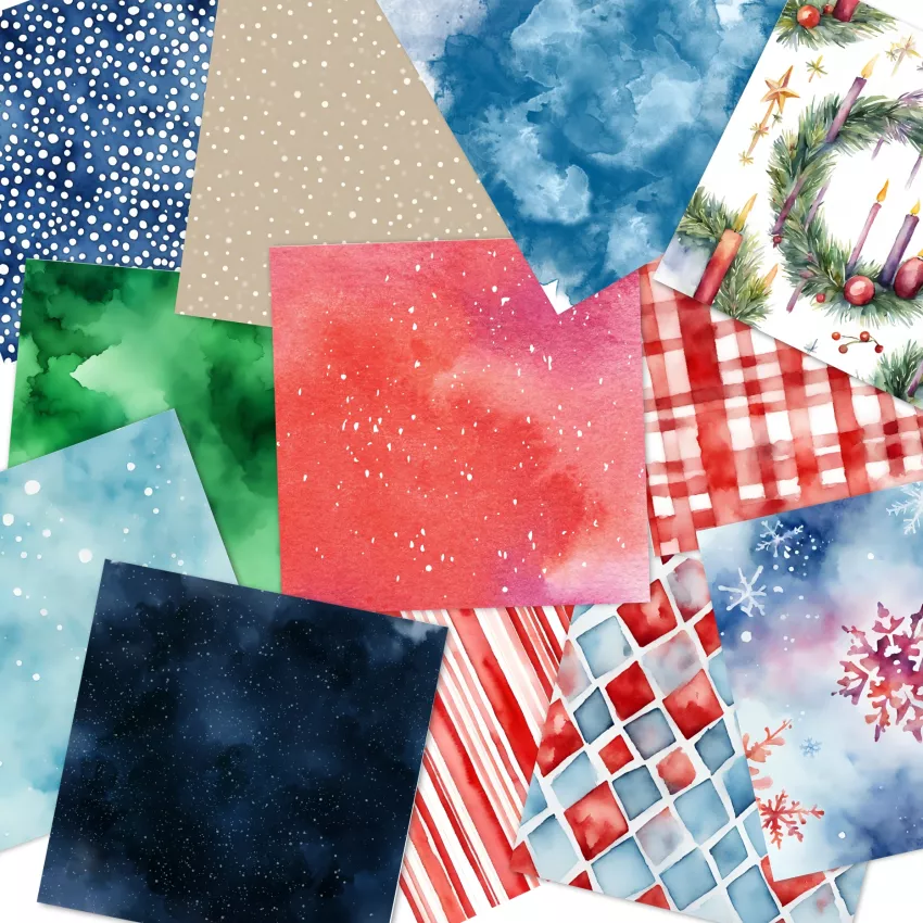 LaCreativ - Designpapier "Weihnachtliche Aquarellträume" Paper Pack 6x6" - 24 Bogen 