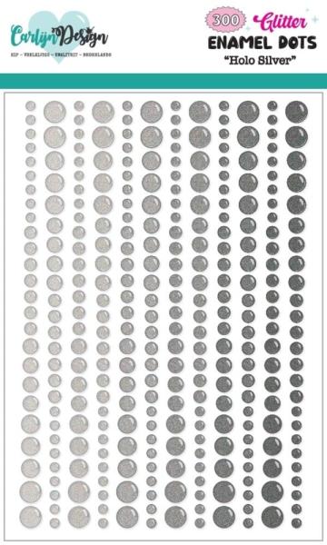 Carlijn Design - Klebesteine "Holo Silver" Enamel Dots 300 Stück