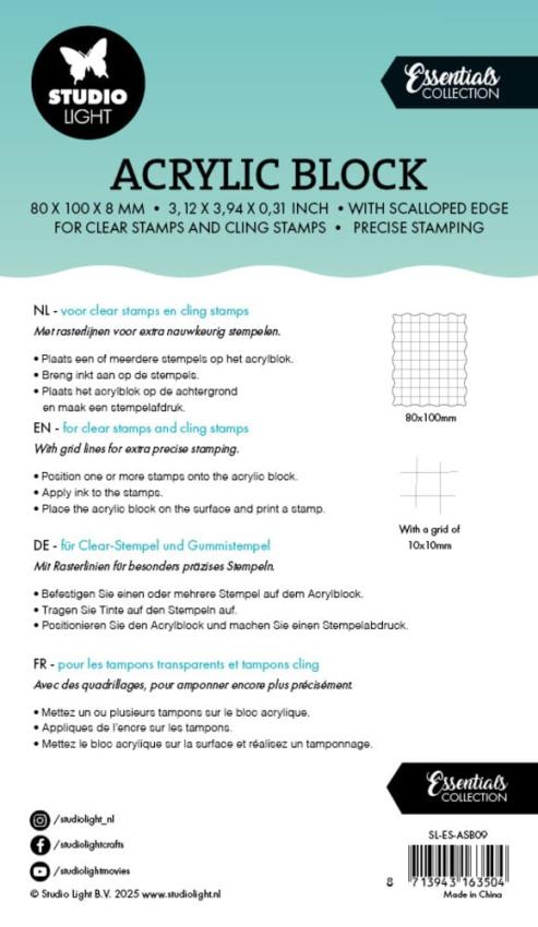 Studio Light - Acrylblock - Acrylic Stamping Block 8x10cm