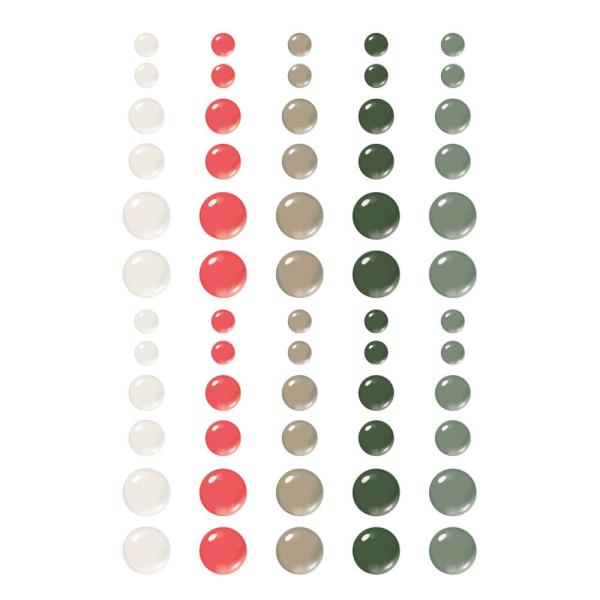 Simple Stories - Enamel Dots "Mistletoe & Holly Glossy" 60 Stück 