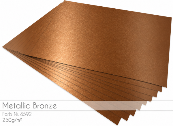 Cardstock "Metallic" - Bastelpapier 250g/m² DIN A4 in metallic-bronze- 5 Bogen