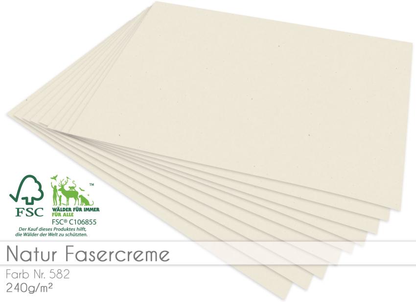 Cardstock "Natur" - Bastelpapier 240g/m² DIN A4 in natur fasercreme - 5 Bogen