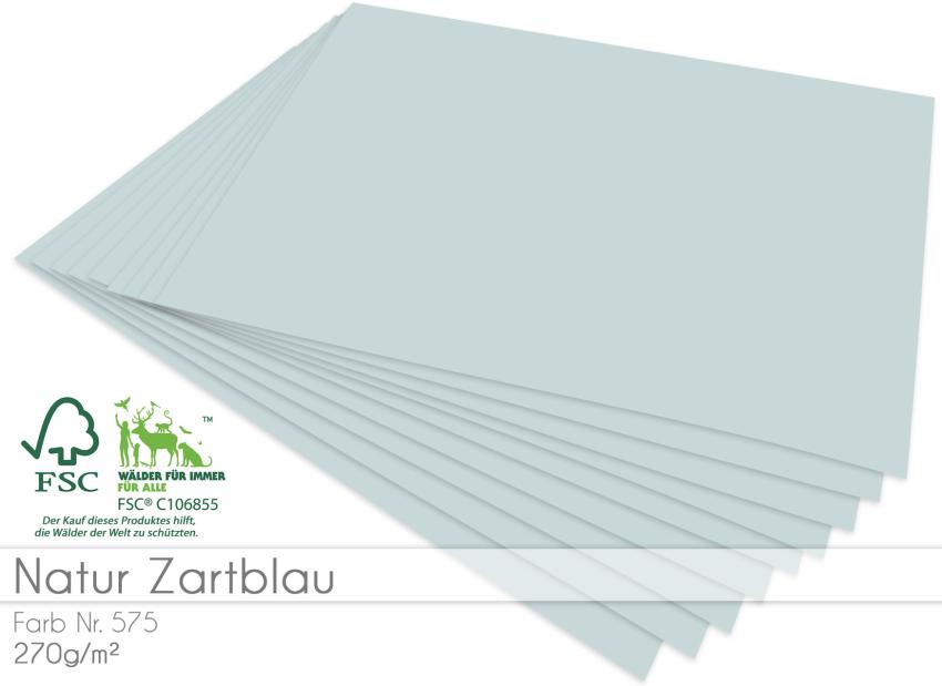 Cardstock "Natur" - Bastelpapier 270g/m² DIN A4 in natur zartblau - 5 Bogen
