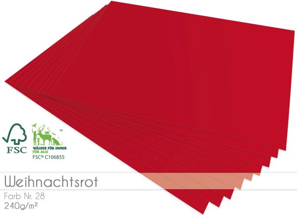 Cardstock - Bastelpapier 240g/m² DIN A4 in weihnachtsrot