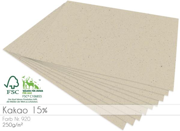 Cardstock "Recycling" - Bastelpapier 250g/m² DIN A4 in recycling kakao - 5 Bogen