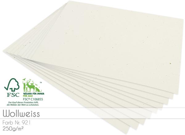 Cardstock "Recycling" - Bastelpapier 250g/m² DIN A4 in recycling wollweiss - 25 Bogen
