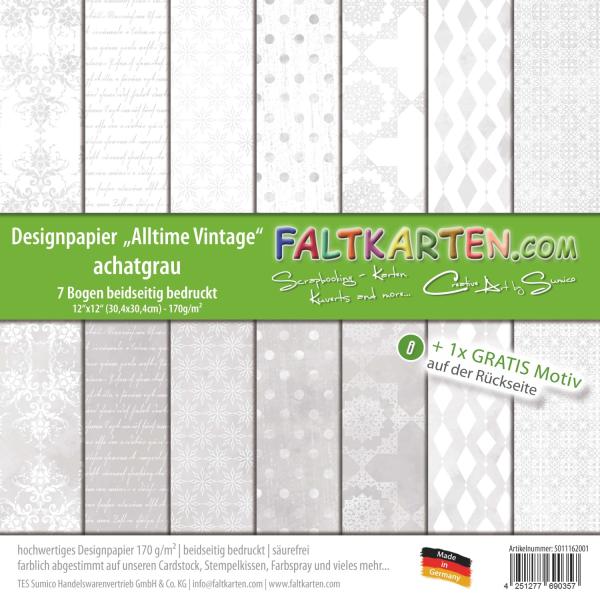 Vintage-Designpapier 12"x12" beidseitig "Alltime Vintage" in achatgrau