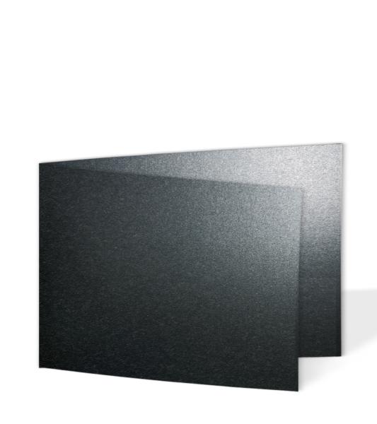 Doppelkarte - Faltkarte 250g/m² DIN B6 quer in metallic-anthrazit