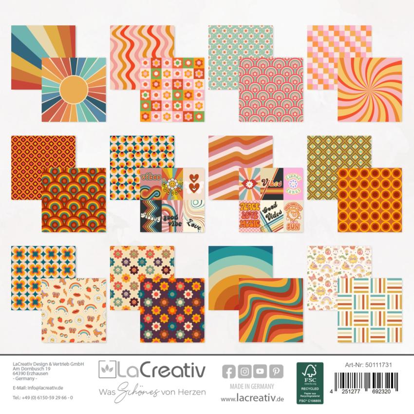 LaCreativ - Designpapier "Bunte Hippiewelt" Paper Pack 6x6" - 24 Bogen