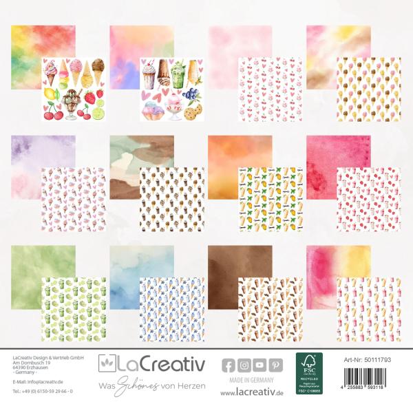 LaCreativ - Designpapier "Eiscremezeit" Paper Pack 6x6" - 24 Bogen