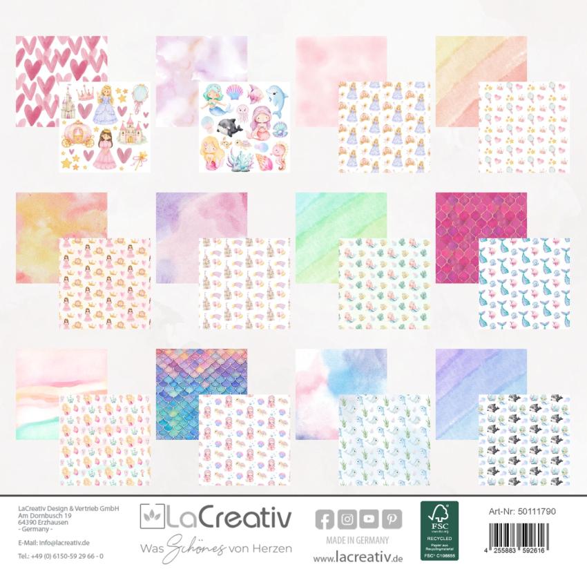 LaCreativ - Designpapier "Prinzessinnen und Meerjungfrauen" Paper Pack 6x6" - 24 Bogen