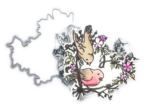 "Vogel Love" Stempel mit Stanze