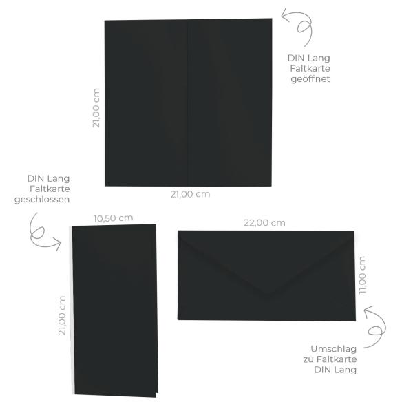 Faltkarte DIN Lang mit Briefumschlag in schwarz
