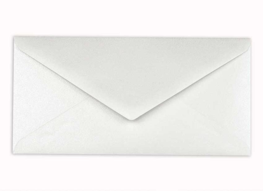 Briefumschlag DIN lang in metallic-polarweiss, 120g, ohne Fenster, Nassklebung