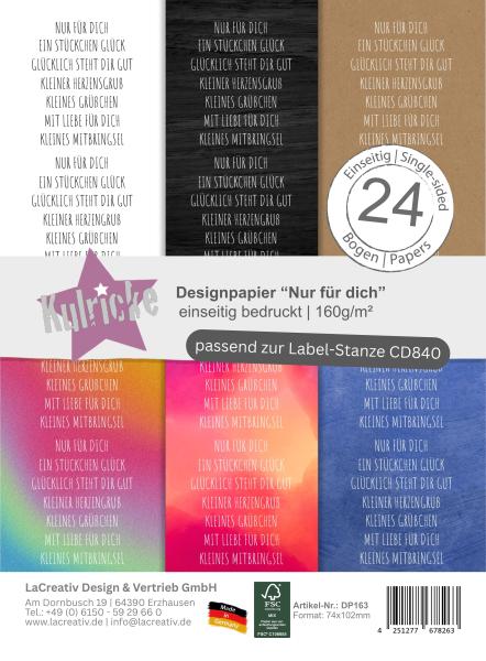 Kulricke Designpapier - "Nur für dich A7" Label Papier A7