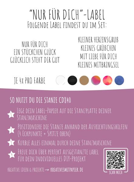Kulricke Designpapier - "Nur für dich A7" Label Papier A7