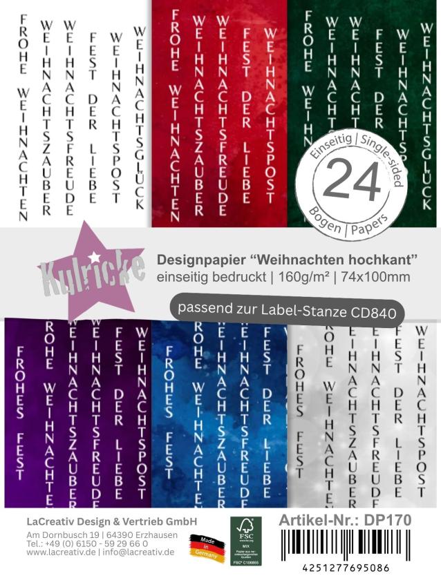Kulricke Designpapier - "Weihnachten Hochkant A7" Label Papier A7