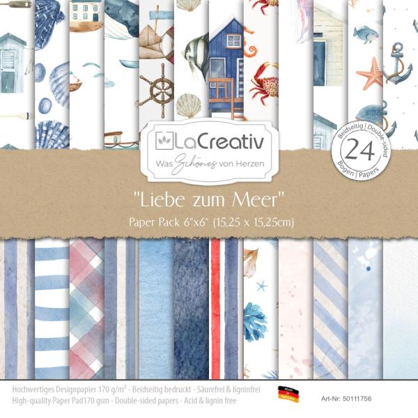 LaCreativ - Designpapier "Liebe zum Meer" Paper Pack 6x6" - 24 Bogen