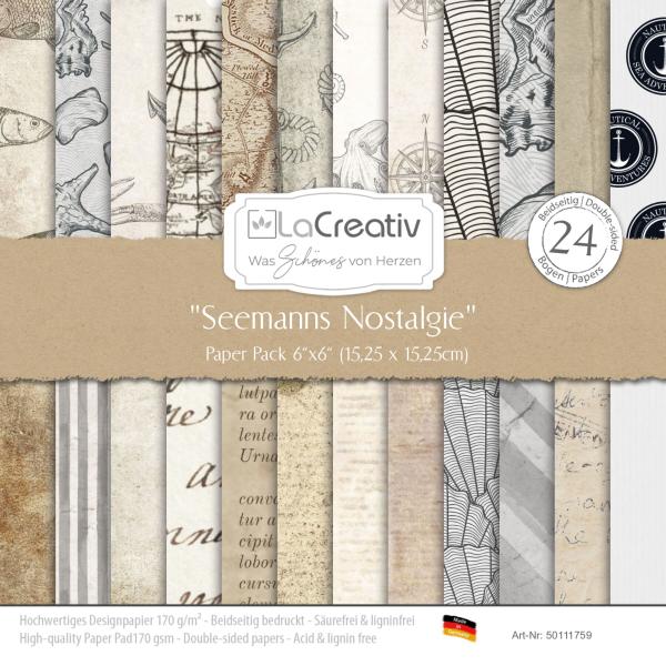 LaCreativ - Designpapier "Seemanns Nostalgie" Paper Pack 6x6" - 24 Bogen