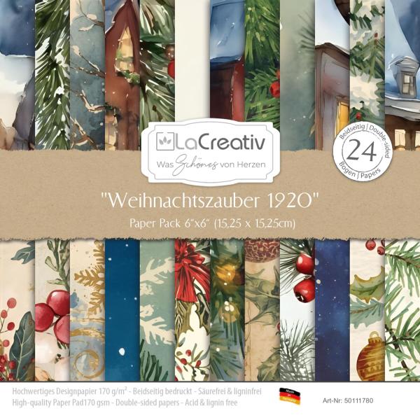 LaCreativ - Designpapier "Weihnachtszauber 1920" Paper Pack 6x6" - 24 Bogen