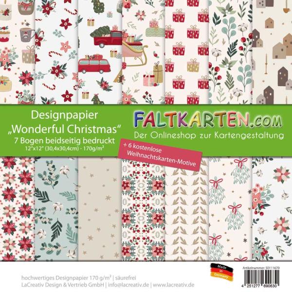Designpapier 12"x12" beidseitig bedruckt "Wonderful Christmas"
