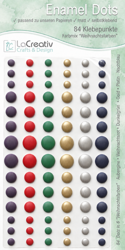 LaCreativ Enamel Dots „Festliche Farben“ – 84 selbstklebende Dekopunkte