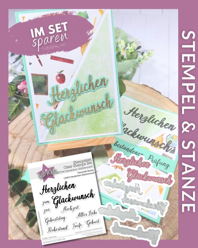 Kulricke Bundle Stempel "Herzlichen Glückwunsch" & Stanze "Herzlichen Glückwunsch mit Schatten"