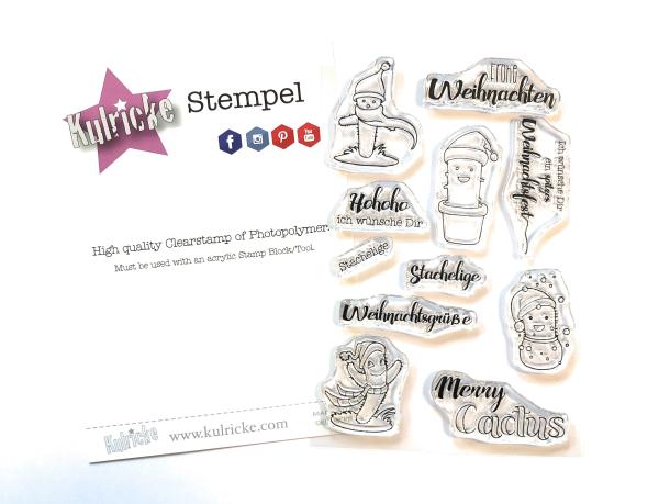 Kulricke Stempel Set mit Stanzschablone - Craft Die "Kaktus Weihnachten"