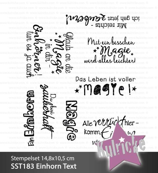 Kulricke Stempelset "Einhorn Texte" Clear Stamp