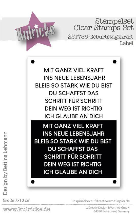 Kulricke Stempelset "Geburtstagskraft" Label A7 Clear Stamp