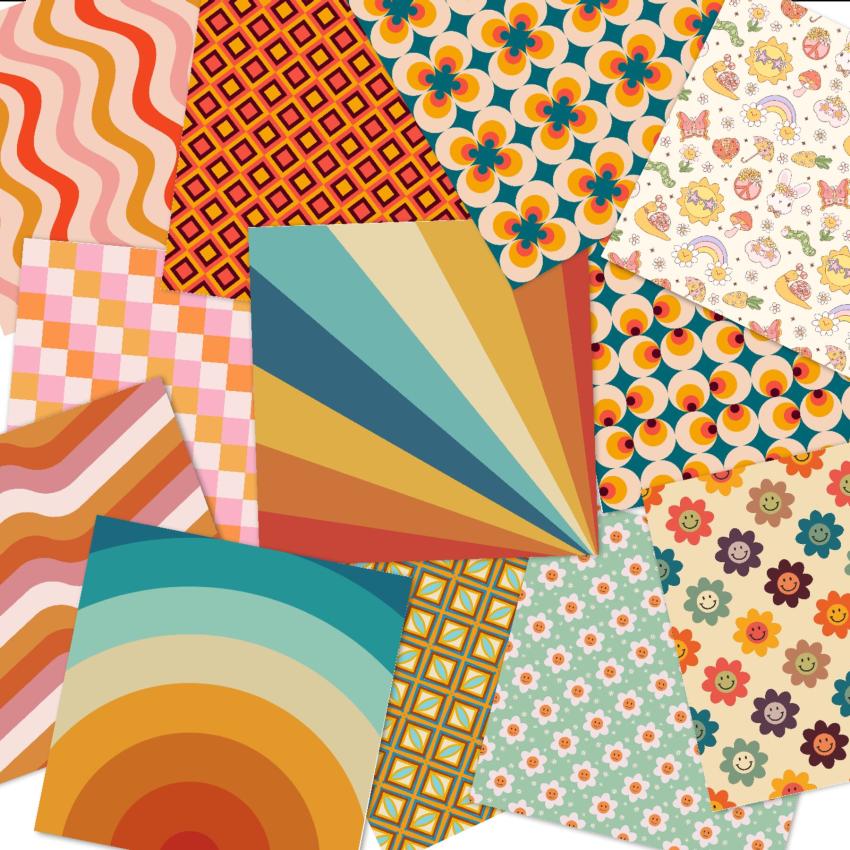 LaCreativ - Designpapier "Bunte Hippiewelt" Paper Pack 6x6" - 24 Bogen