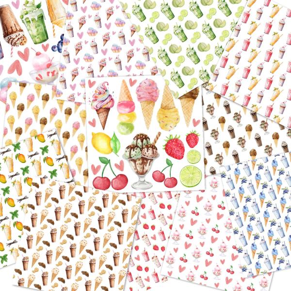LaCreativ - Designpapier "Eiscremezeit" Paper Pack 6x6" - 24 Bogen