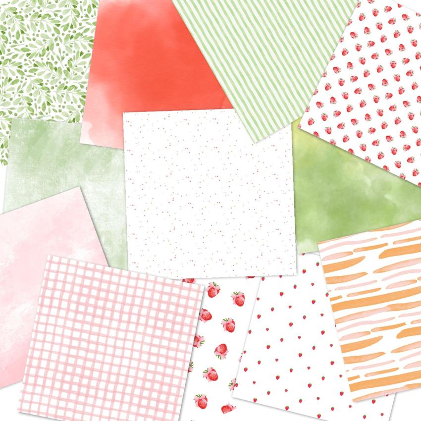 LaCreativ - Designpapier "Erdbeerglück" Paper Pack 6x6" - 24 Bogen