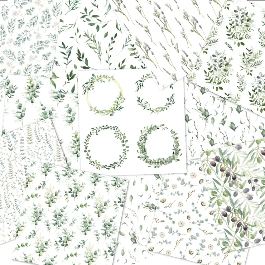 LaCreativ - Designpapier "Eukalyptusgarten" Paper Pack 6x6" - 24 Bogen