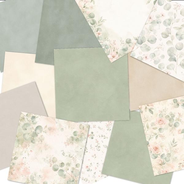 LaCreativ - Designpapier "Rosen und Eukalytus" Paper Pack 6x6" - 24 Bogen