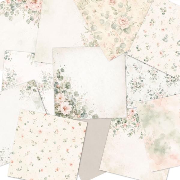 LaCreativ - Designpapier "Rosen und Eukalytus" Paper Pack 6x6" - 24 Bogen