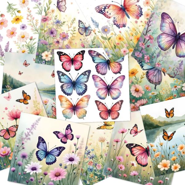 LaCreativ - Designpapier "Schmetterlinge & Wildblumen" Paper Pack 6x6" - 24 Bogen