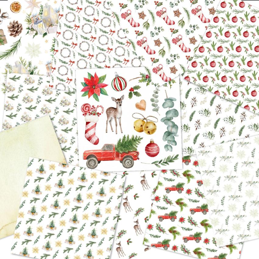 LaCreativ - Designpapier "Weihnachtsflora" Paper Pack 6x6" - 24 Bogen