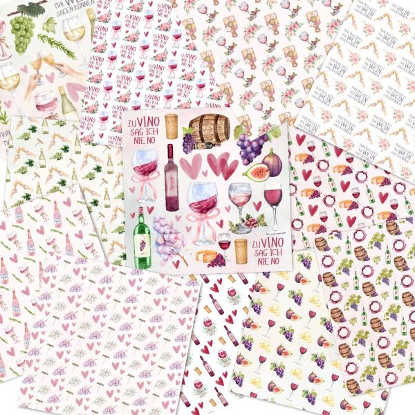 LaCreativ - Designpapier "Weinliebe" Paper Pack 6x6" - 24 Bogen