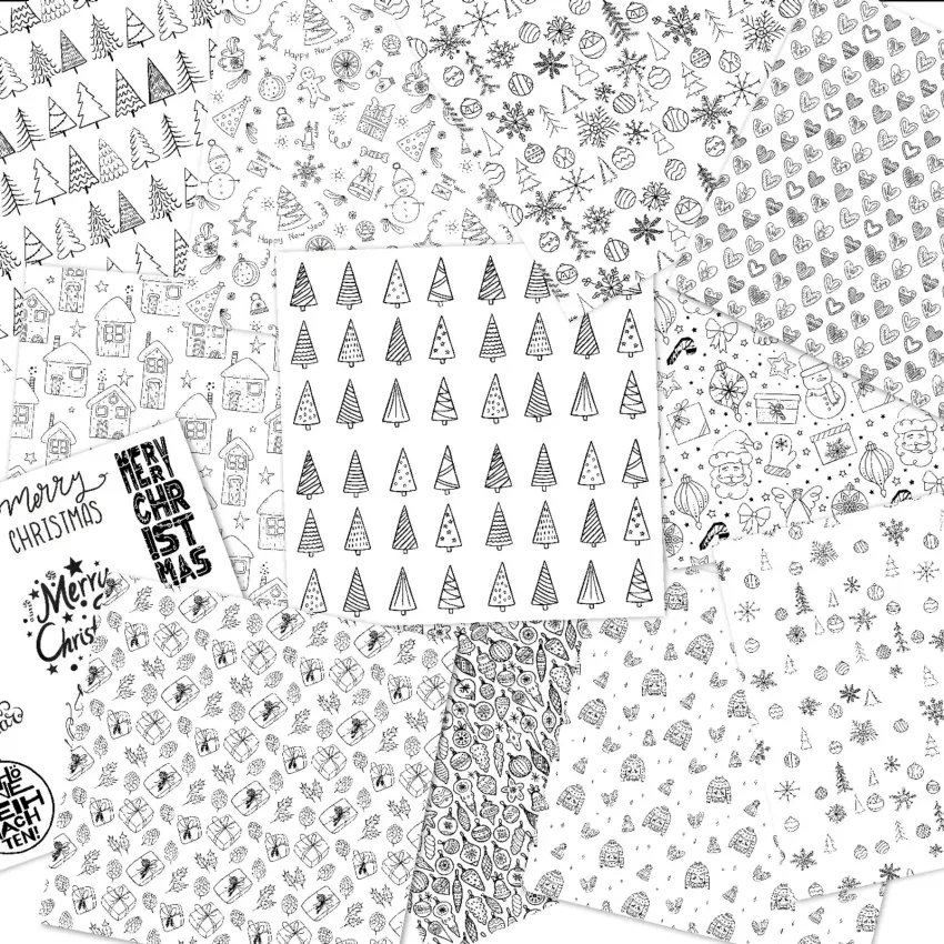 LaCreativ - Designpapier "X-Mas Black & White" Paper Pack 6x6" - 24 Bogen
