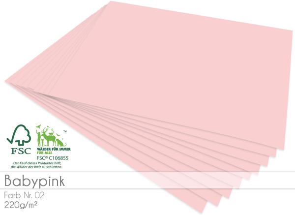 Cardstock "Premium" - Bastelpapier 220g/m² DIN A4 in babypink - 25 Bogen