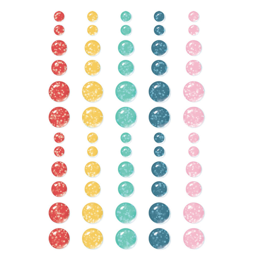 Simple Stories - Glitter Enamel Dots "Say Cheese Happiest Place" 60 Stück
