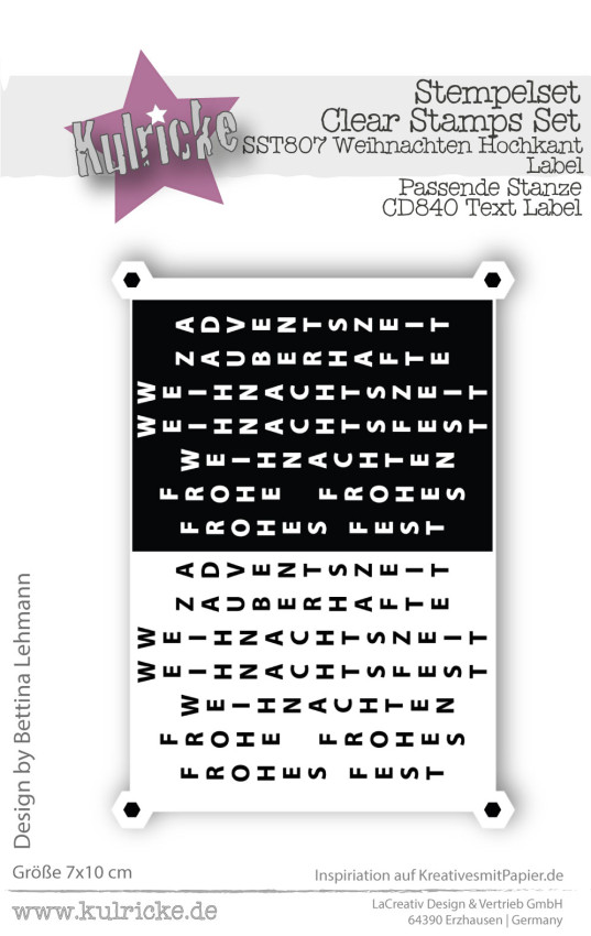 Kulricke Stempelset "Weihnachten Hochkant Label"  A7 Clear Stamp