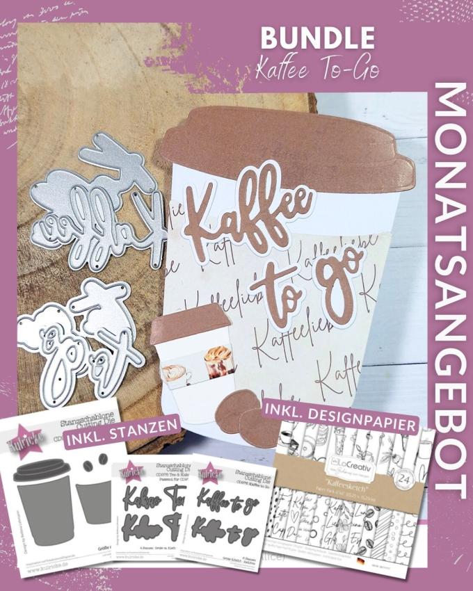 Kulricke Bundle " Kaffee, Kakao, Tee To-Go " Inkl. 3 Stanzen-Sets + Designpapier