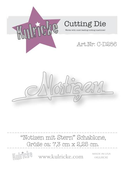 Kulricke Metall Stanzschablone Craft Die "Notizen mit Stern"